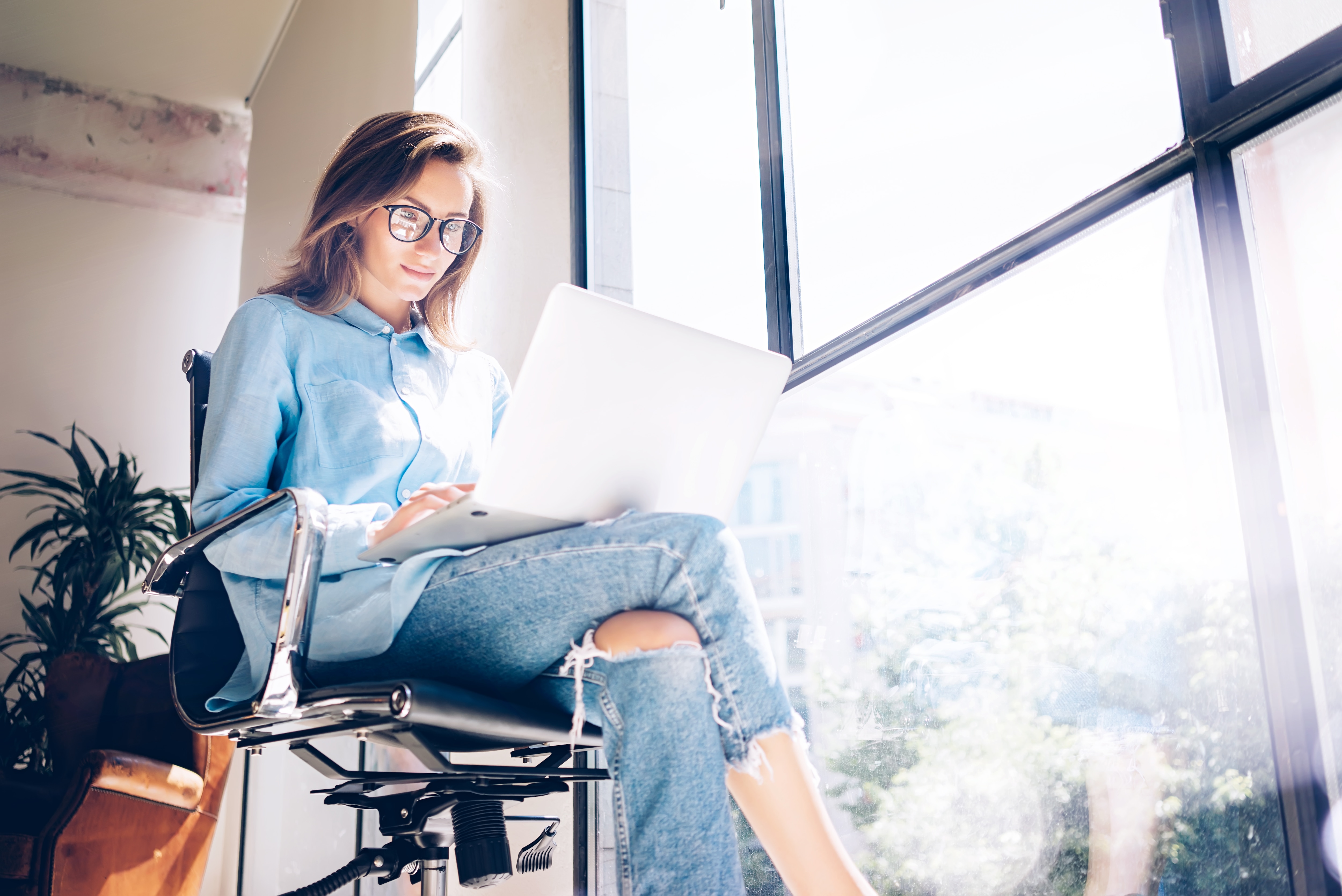 woman working at a computer