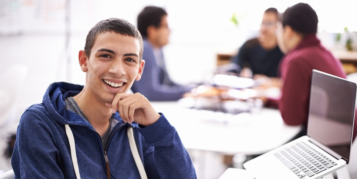 man at desk in office